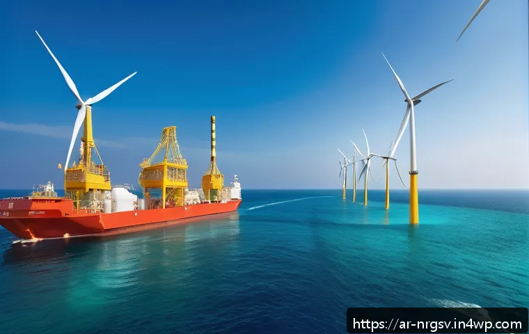 해양 재생에너지의 성과 지표 - A detailed scene of a cutting-edge offshore marine renewable energy project located in the Arabian G...